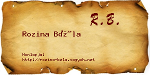 Rozina Béla névjegykártya